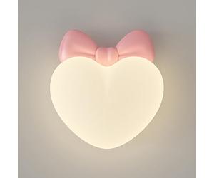 Elksdut Jolie applique murale LED en forme de cœur, lampe de chevet décorative rose 18W