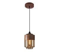 Elksdut Nordique Moderne Loft Suspendu Verre Suspension luminaires E27 Pendentif lumières Bois Grain métal plafonnier pour Cuisine Restaurant Bar Salon Chambre