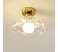 Elksdut Plafonnier d'allée de Fleurs, plafonnier en Verre plafonnier Classique Semi-encastré en Forme de Feuille de Lotus, pour entrée de Cuisine, Garage, Porche