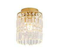 Elksdut Plafonnier en Cristal, Lustre Moderne, Montage en Surface, E27, Or, 17 cm x 20 cm, Salon, Chambre, Bureau