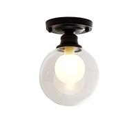 Elksdut Plafonnier encastré à 1 lumière de Ferme Moderne, Globe en Verre Transparent, Finition Noire pour Couloir, entrée, Passage, Chambre à Coucher, Garage, Cuisine, Balcon, Ampoules Non incluses