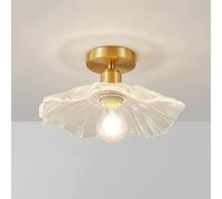 Elksdut Plafonnier Semi-encastré Moderne et Nordique, pour Placard, Couloir, Cuisine et Salle à Manger, éclairage de Ferme, Finition cuivre, Abat-Jour en Verre Transparent