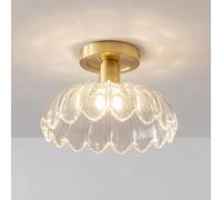 Elksdut Plafonnier Semi-encastré Moderne, plafonnier Nordique pour Placard, Couloir, Cuisine, Salle à Manger, éclairage de Ferme, Finition cuivre, Abat-Jour en Verre Transparent