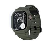 elkson Compatible avec Apple Watch Ultra 3 2 1, coque bracelet de 49 mm, protection écran en verre trempé, série Quattro Pro, robuste pour bracelet pare-chocs Iwatch, coque de protection