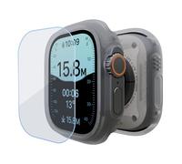 elkson Quattro Max Series Coque antichoc pour Apple Watch Ultra 3/2/1 de 49 mm avec protecteur d'écran en verre trempé, robuste pour iWatch, coque de protection durable de qualité militaire