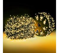 ELKTRY 25M 1000 LED Lumières d'Arbre de Noël Extérieur/Intérieur, Fil Vert Guirlandes de Noël sur secteur, Ultra Lumineux 8 Modes Lumières Étanchs pour Décoration de Mariage ou de Noël, Blanc Chaud