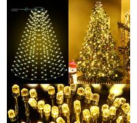 ELKTRY 400LEDs 10 x 2m Guirlande Lumineuse Sapin de Noel Avec Diamant, Guirlande Lumineuse Sapin Noël 8 Modes d'Eclairage Etanche IP44, Guirlande Sapin Lumineuse Pour Fête, Sapin Noel-Blanc Chaud