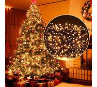 ELKTRY 50M 2000 LED Lumières d'Arbre de Noël Extérieur/Intérieur, Fil Vert Guirlandes de Noël sur secteur, Ultra Lumineux 8 Modes Lumières Étanchs pour Décoration de Mariage ou de Noël, Blanc Chaud