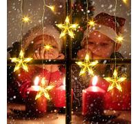 ELKTRY Rideau Lumineux 5 Étoile,88CM36LED Changement de Couleur Rideau Lumineux de Noël à Piles，8 Modes Décorations de Noël Imperméable à l'eau Mémoire et Fonction de Temporisation