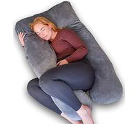 Ella Coussin de Grossesse - Coussin de Maternité et Corps Forme en U, Personnes Qui Dorment sur Le Côté - Rembourrage Polyester, Housse Amovible & Lavable en Minky Oreiller de Grossesse, 140x80cm Gris