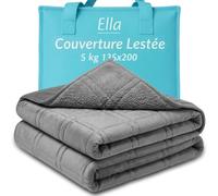 Ella Couverture Lestée Adulte 135x200cm 5kg - Polaire Sherpa | Couverture Pondérée Relaxante & Calmante, Perles de Verre Hypoallergéniques, Couche Externe Coton Doux & Rafraîchissant