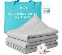 Ella Couverture Lestée Adulte 135x200cm 9kg - Couverture Pondérée Relaxante & Calmante - 7 Couches, Perles de Verre Hypoallergéniques, Couche Externe Coton Doux & Rafraîchissant - Weighted Blanket