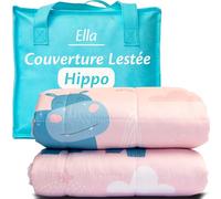 Ella Couverture Lestée Enfant 3,2kg 100x150cm - Relaxante & Calmante Couette Enfant - Perles de Verre Hypoallergéniques, Couche Externe Coton Doux & Rafraîchissant Couverture Pondérée 25-40kg - Hippo