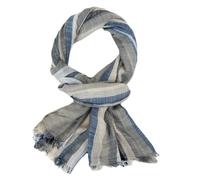 Ella Jonte Écharpe légère et douce pour homme avec rayures aspect lin, gris, taille unique