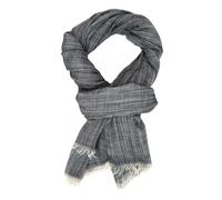 Ella Jonte Écharpe légère et large pour homme, gris ou bleu chiné, aspect lin, coton, gris, taille unique