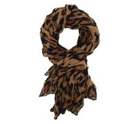 Ella Jonte Écharpe légère léopard beige gris ou marron imprimé animal pour femme, marron, taille unique