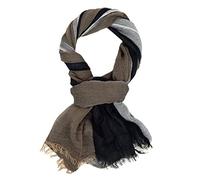 Ella Jonte Écharpe légère pour homme, 100 % coton, marron, gris, Noir , taille unique