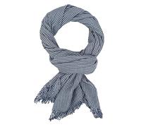 Ella Jonte Écharpe légère pour homme en coton beige blanc ou bleu à rayures, bleu, taille unique