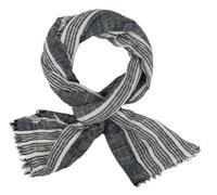 Ella Jonte Écharpe pour homme 100 % coton - Rayures grises et blanches - Écharpe douce avec franges - Élégante et douce pour la peau