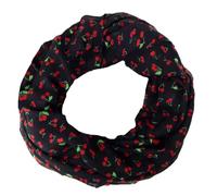 Ella Jonte FOULARD ÉCHARPE FEMME by Tube Snood noir rouge avec cerises très chic rockabilly