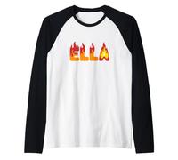 Ella on Fire Nom Word Art - Jolie Flamme personnalisée Manche Raglan