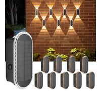 ELLASAY Lampe Solaire Applique Murale pour Jardin Clôture Lot De 10-1200mAh Up and Down lumiere solaire exterieur IP65 Étanche Éclairage Puissant Avec 3000K/4000K/6500K