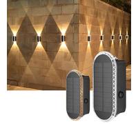 ELLASAY Lampe Solaire Applique Murale pour Jardin Clôture Lot De 2-1200mAh Up and Down lumiere solaire exterieur IP65 Étanche Éclairage Puissant Avec 3000K/4000K/6500K