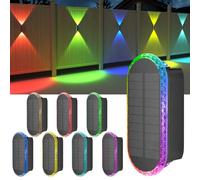 ELLASAY Lot de 8 lampes solaires IP65 LED étanches multicolores cycle automatique - lueur haut/bas éclairage extérieur