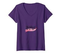 Elle a cru et a Fait Une Source d'inspiration pour l'émancipation des Femmes T-Shirt avec Col en V, Femme, Violet, L