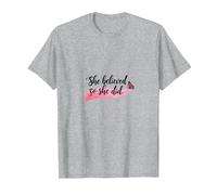 Elle a cru et a Fait Une Source d'inspiration pour l'émancipation des Femmes T-Shirt, Homme, Gris Chiné, S