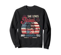 Elle aime Jésus et l'Amérique aussi. 4 juillet, Christian Lover Sweatshirt