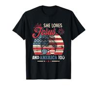 Elle aime Jésus et l'Amérique aussi. 4 juillet, Christian Lover T-Shirt