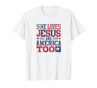 Elle Aime Jésus et l'Amérique Aussi T-Shirt Graphique avec Valeur