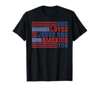 Elle aime Jésus et l'Amérique est trop patriotique. Joyeux 4 juillet T-Shirt