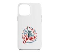 Elle Aime Jésus et l'Amérique pour Une liberté chrétienne trop Patriotique Coque pour iPhone 13 Pro Max