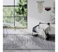 Elle Decor ation - Bartoux - Tapis de Salon Moderne, à Poils Longs, Motif Moderne, Moelleux, Doux, bohème, pour Salon, Chambre à Coucher, Gris Clair, 160 x 235 cm