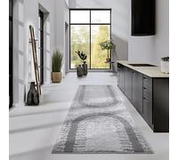 Elle Decor ation - Bartoux - Tapis de Salon Moderne, à Poils Longs, Motif Moderne, Moelleux, Doux, bohème, pour Salon, Chambre à Coucher, Gris Clair, 80 x 240 cm