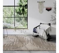 Elle Decor ation - Bartoux - Tapis de Salon Moderne, à Poils Longs, Motif Moderne, Moelleux, Doux, bohème, pour Salon, Chambre à Coucher, Beige, 80 x 120 cm