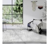 Elle Decor ation - Bartoux - Tapis de Salon Moderne, à Poils Longs, Motif Moderne, Moelleux, Doux, bohème, pour Salon, Chambre à Coucher, Blanc crème, 80 x 120 cm