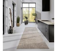 Elle Decor ation Chappe Tapis de Salon, Moderne, à Poils Longs, Motif Moderne, Moelleux, Doux, bohème, pour Salon, Chambre à Coucher, Beige, 80 x 240 cm