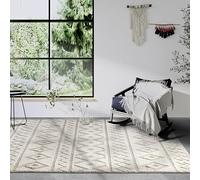 Elle Decor ation Itinerance Tapis de Salon Moderne, à Poils Longs, Motif Moderne, Moelleux, Doux, pour Salon, Chambre à Coucher, Chambre d'adolescent, Beige, 120 x 170 cm
