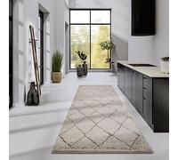 Elle Decor ation Perrotin Tapis de Salon Moderne, à Poils Longs, Motif Moderne, Moelleux, Doux, bohème, pour Salon, Chambre à Coucher, Beige, 80 x 240 cm