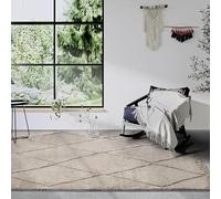 Elle Decor ation Perrotin Tapis de Salon, Moderne, à Poils Longs, Motif Moderne, Moelleux, Doux, bohème, pour Salon, Chambre à Coucher, Beige, 160 x 235 cm