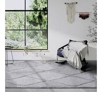 Elle Decor ation Perrotin Tapis de Salon, Moderne, à Poils Longs, Motif Moderne, Moelleux, Doux, bohème, pour Salon, Chambre à Coucher, Gris Clair, 80 x 120 cm