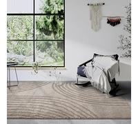 Elle Decor ation Tapis à Poils Longs - Moderne - Poils Longs - Motif Moderne - Moelleux - Doux - Style bohème - pour Salon, Chambre à Coucher - Beige - 80 x 120 cm