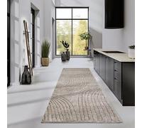 Elle Decor ation Tapis à Poils Longs - Tapis de Salon Moderne, à Poils Longs, Motif Moderne, Moelleux, Doux, bohème, pour Salon, Chambre à Coucher, Beige, 80 x 240 cm