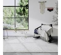 Elle Decor ation Tapis à Poils Longs - Tapis de Salon, Moderne, à Poils Longs, Motif Moderne, Moelleux, Doux, bohème, pour Salon, Chambre à Coucher, Blanc crème, 120 x 170 cm