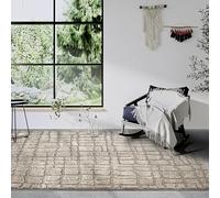Elle Decor ation Tapis Artistique à Poils Longs, Moderne, à Poils Longs, Motif Moderne, Moelleux, Doux, bohème, pour Salon, Chambre à Coucher, Beige, 120 x 170 cm
