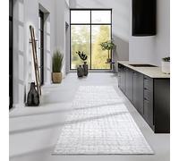 Elle Decor ation Tapis Artistique à Poils Longs, Moderne, à Poils Longs, Motif Moderne, Moelleux, Doux, bohème, pour Salon, Chambre à Coucher, Blanc crème, 80 x 240 cm