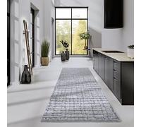 Elle Decor ation Tapis Artistique à Poils Longs, Moderne, à Poils Longs, Motif Moderne, Moelleux, Doux, bohème, pour Salon, Chambre à Coucher, Gris Clair, 80 x 240 cm